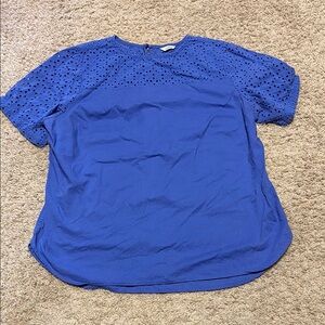 L.L. Bean Women's Blue Eyelet Top